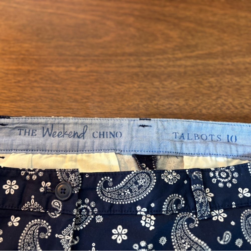 Talbot’s The Weekend Chino Navy Paisley Ankle Cropped Pants - Picture 11 of 11